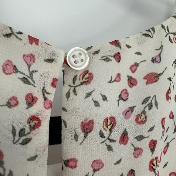 Pleione Sleeveless Top Size XS White Pink Ditsy Floral Pattern Chiffon - Picture 7 of 9
